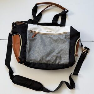 Black & Gray Nursing Bag Tote with Brown Accents